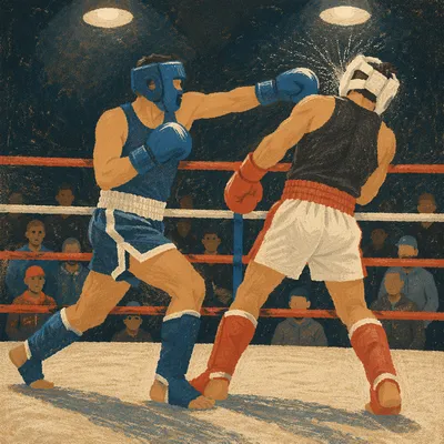 Gritty Indoor Boxing Sparring Action