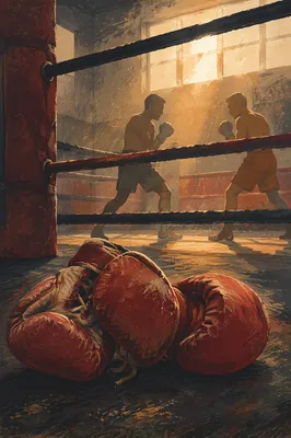 Red Boxing Gloves in Dawn Ring