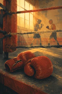 Worn Red Boxing Gloves at Dawn