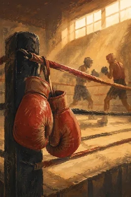 Red Boxing Gloves on Dawn Ring