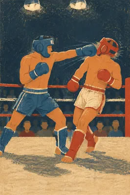 Gritty Boxing Sparring in Indoor Gym Ring