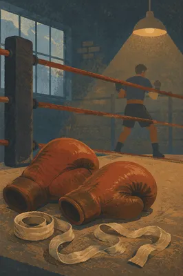 Worn Boxing Gloves Before Dawn Training