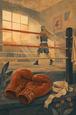 Dawn Boxing Training With Worn Gloves