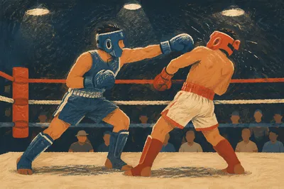 Gritty Boxing Sparring in Indoor Gym