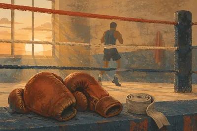 Dawn Boxing Gloves in Quiet Training Gym