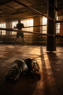 Worn Boxing Gloves in Quiet Training Ring