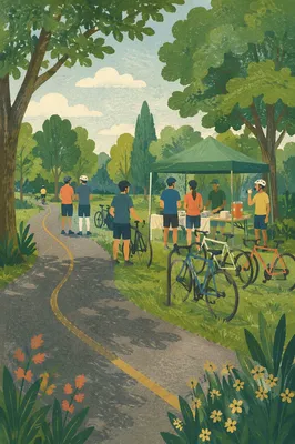 Community Cycling Rest Stop in Park