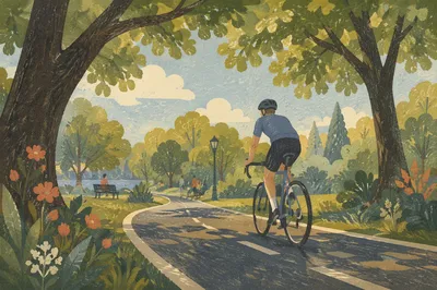 Morning Bike Ride Through Leafy Park
