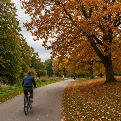 Autumn Park Cycling Path Leisure Scene