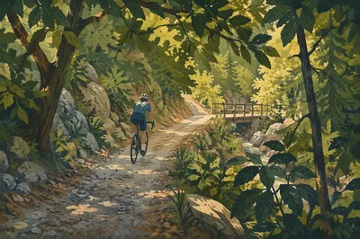 Mountain Forest Road Cyclist Adventure
