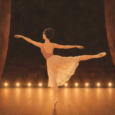 Graceful Ballet Dancer on Warm Stage
