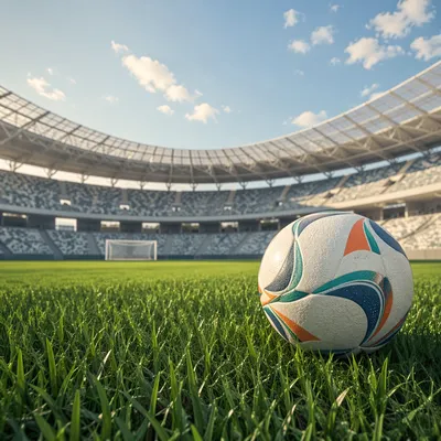 Soccer Ball on Stadium Grass