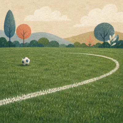 Soccer Ball on Green Field Arc