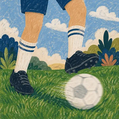 Soccer Dribble on Bright Green Field