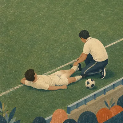 Soccer Player Injury Care on Green Field