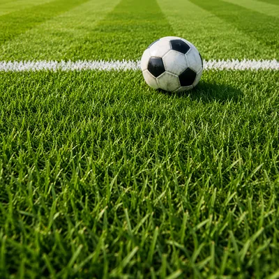 Soccer Ball on Fresh Green Field