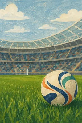 Soccer Ball on Green Stadium Grass