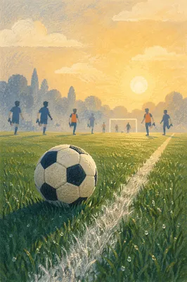Soccer Ball at Sunrise Field Line
