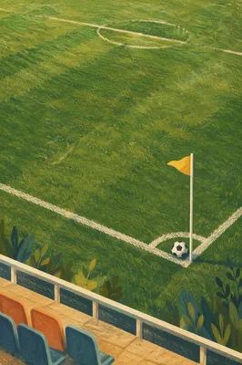 Empty Soccer Field Corner with Ball