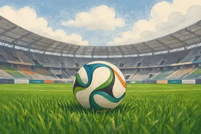 Soccer Ball on Green Stadium Grass