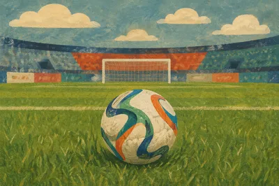 Soccer Ball on Fresh Green Field