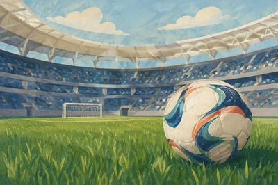 Soccer Ball on Emerald Stadium Grass