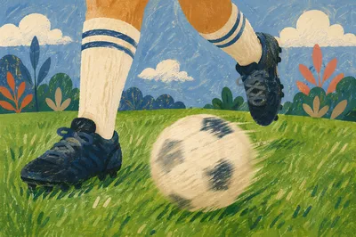 Soccer Dribble on Bright Green Field