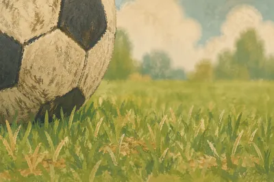 Worn Soccer Ball on Green Grass