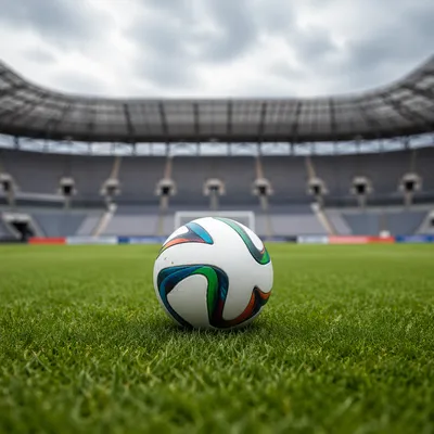 Soccer Ball on Green Stadium Grass