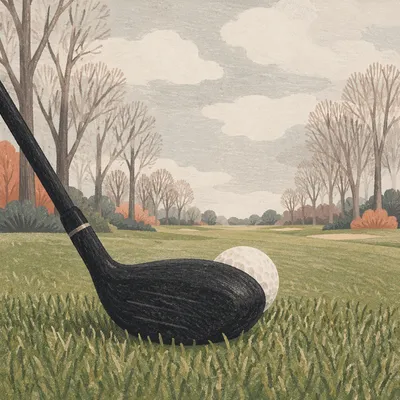Golf Driver and Ball on Quiet Fairway