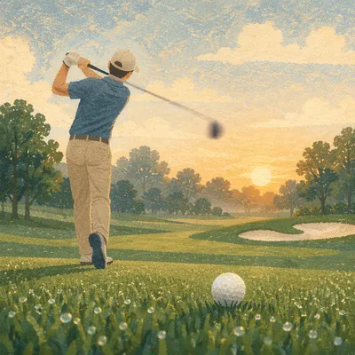 Golden Sunrise Golf Swing on Green