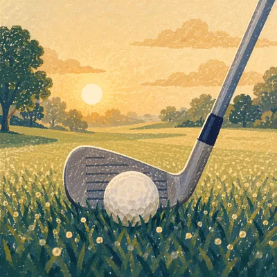 Morning Golf Ball and Club Close-Up