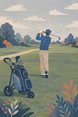Golfer Follow Through on Quiet Green Fairway