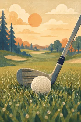 Morning Golf Ball and Club Close-Up