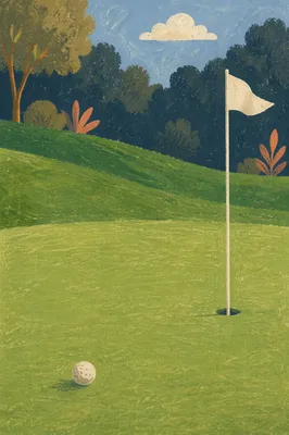 Quiet Golf Green with Ball and Flagstick