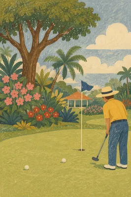 Calm Golf Putting Green in Afternoon Light