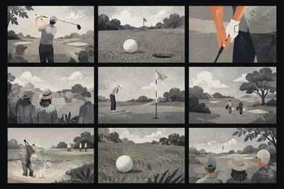 Archival Golf Contact Sheet on Quiet Course