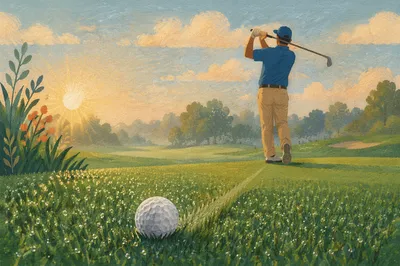 Morning Golf Green With Quiet Swing