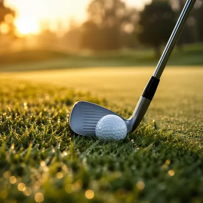 Morning Golf Ball and Iron Close-Up