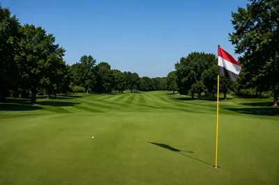 Quiet Golf Green With Flagstick