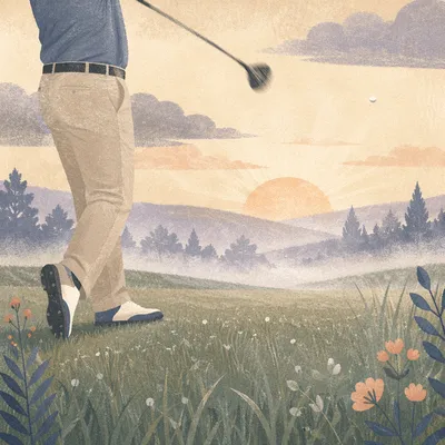 Morning Mist Golf Fairway Swing Scene