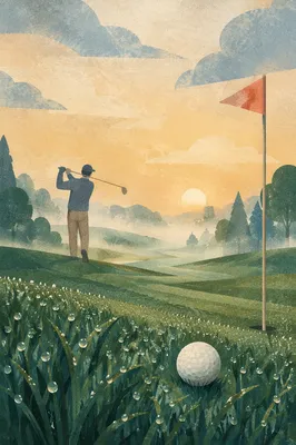 Morning Mist Golf Fairway at Sunrise