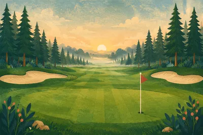 Morning Mist Golf Fairway Panorama
