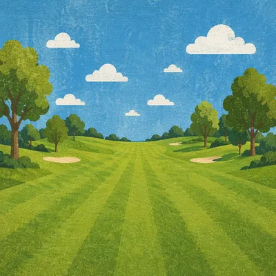 Sunny Golf Course Fairway Landscape