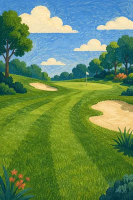 Sunny Golf Course Fairway and Green