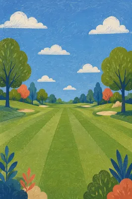 Sunny Golf Course Fairway Landscape