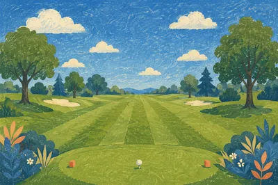 Sunny Golf Course Fairway Landscape