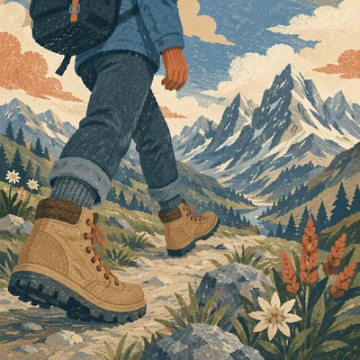 Alpine Hiking Boots on Scenic Trail