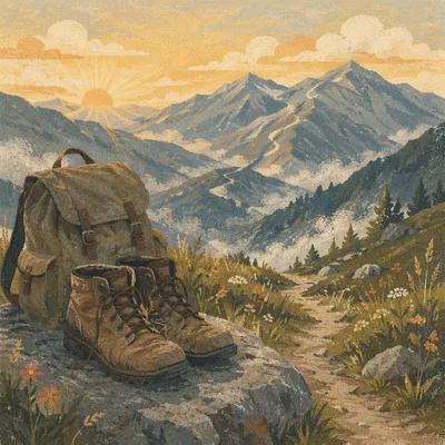 Mountain Hiking Boots on Scenic Trail