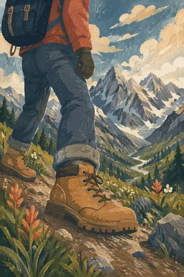 Alpine Hiking Boots on Mountain Trail